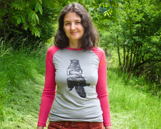 Merino Shirt with "Happy kitty" Print