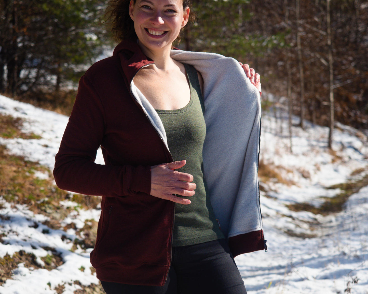 Double Layer Women's Merino Hoodie | Extra Warm Wool Fleece Zip-up Sweater