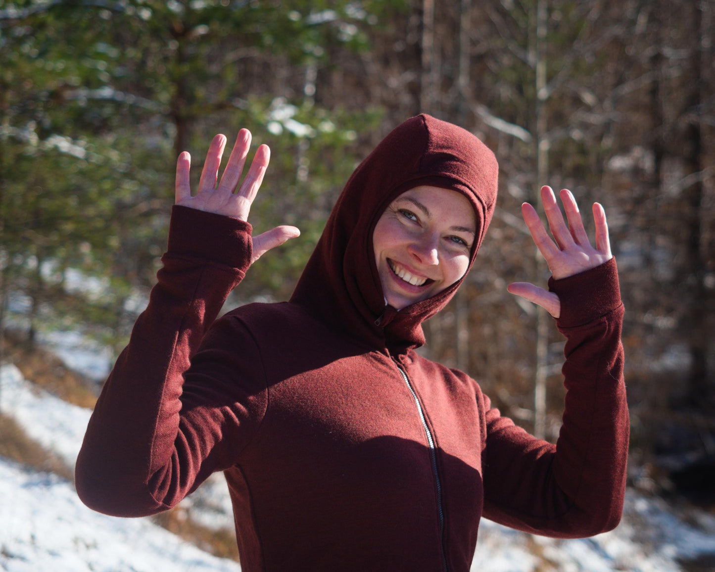 Double Layer Women's Merino Hoodie | Extra Warm Wool Fleece Zip-up Sweater