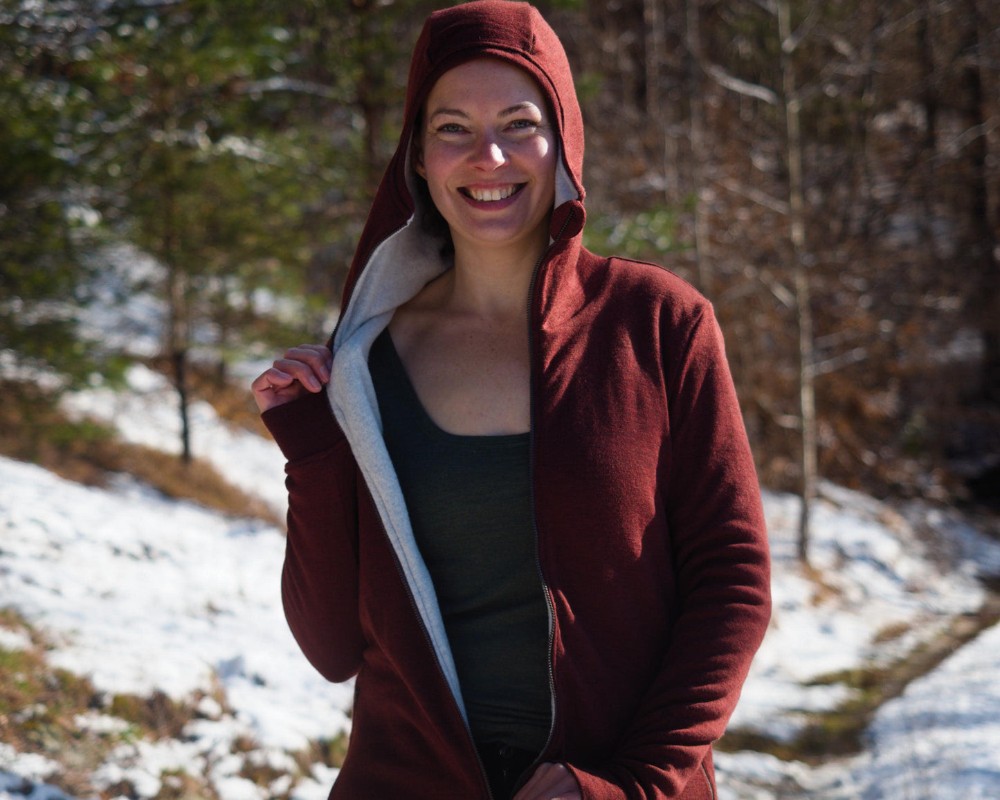 Double Layer Women's Merino Hoodie | Extra Warm Wool Fleece Zip-up Sweater