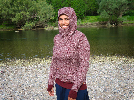 High Collar Merino Hoodie with Zip-up Pocket