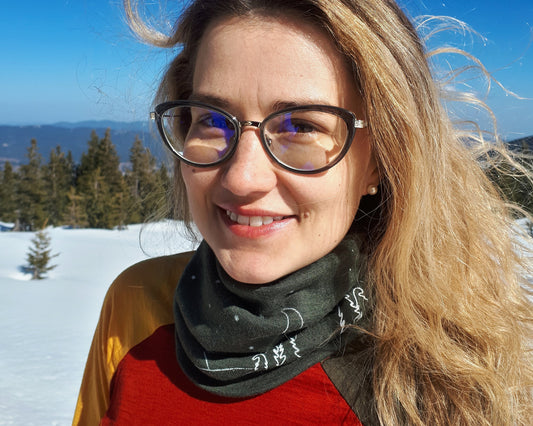 Merino Wool Neck Gaiter with Mountain Print