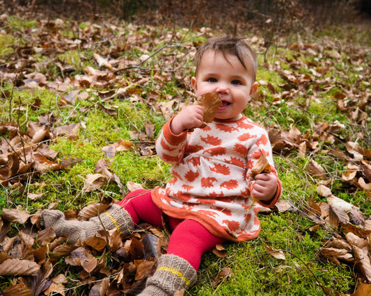 Baby merino dress with an integrated bodysuit