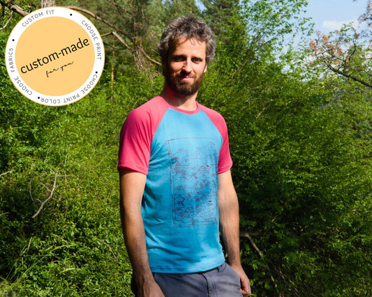 Custom-made Turquoise & Pink Merino Shirt with Peaks of Europe Print