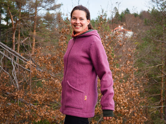 Boiled Wool Coat with Merino Cuffs and Hood
