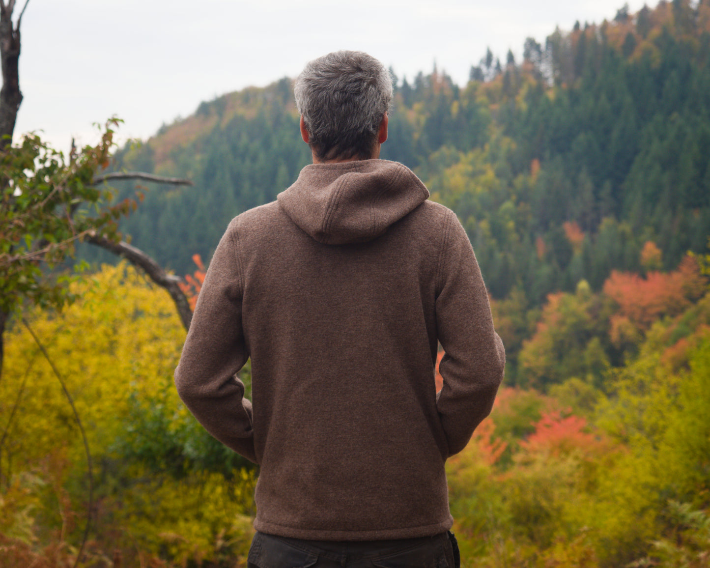 Men's Full Zip Boiled Wool Jacket with Merino Sleeve Cuffs and a Kangaroo Pocket