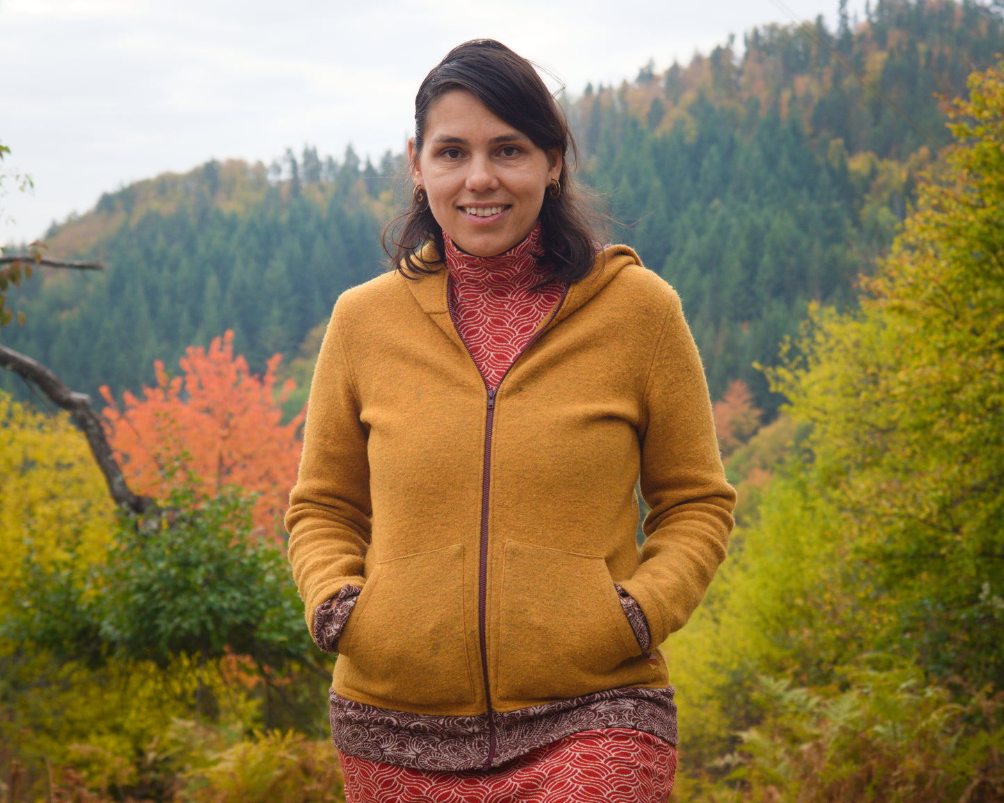 Women's Full Zip Boiled Wool Jacket with Merino Sleeve Cuffs