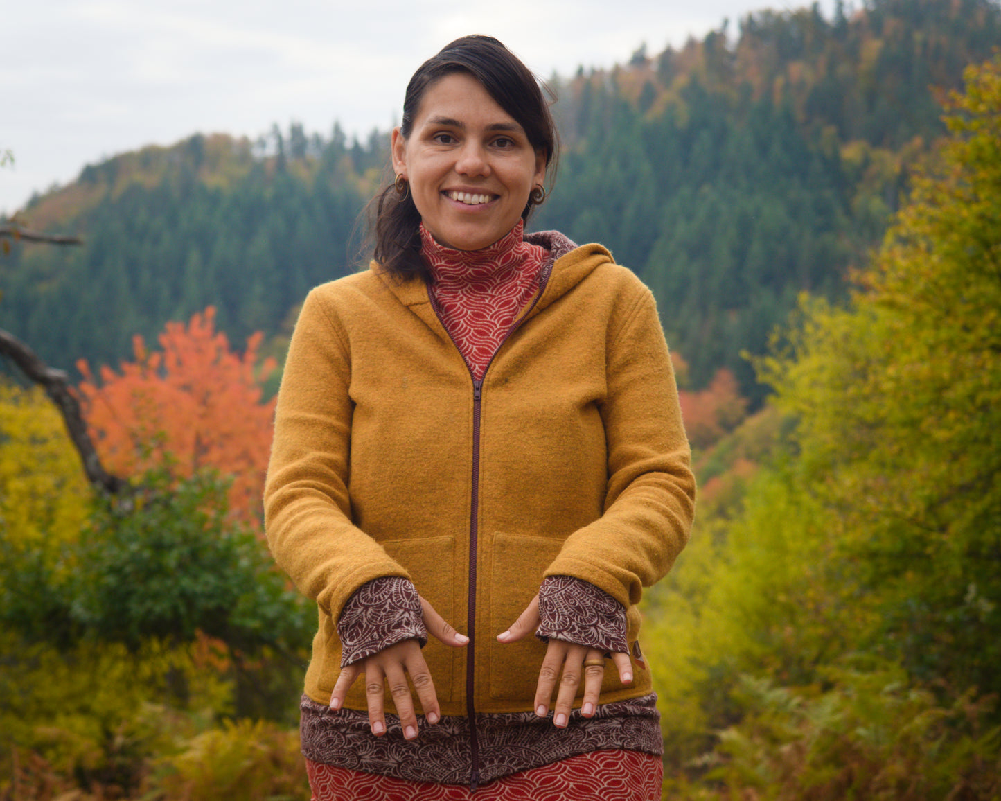 Women's Full Zip Boiled Wool Jacket with Merino Sleeve Cuffs