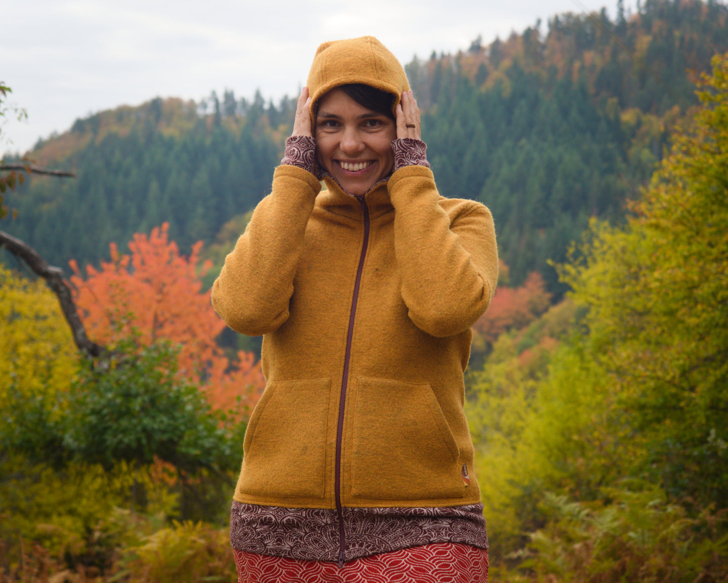 Women's Full Zip Boiled Wool Jacket with Merino Sleeve Cuffs