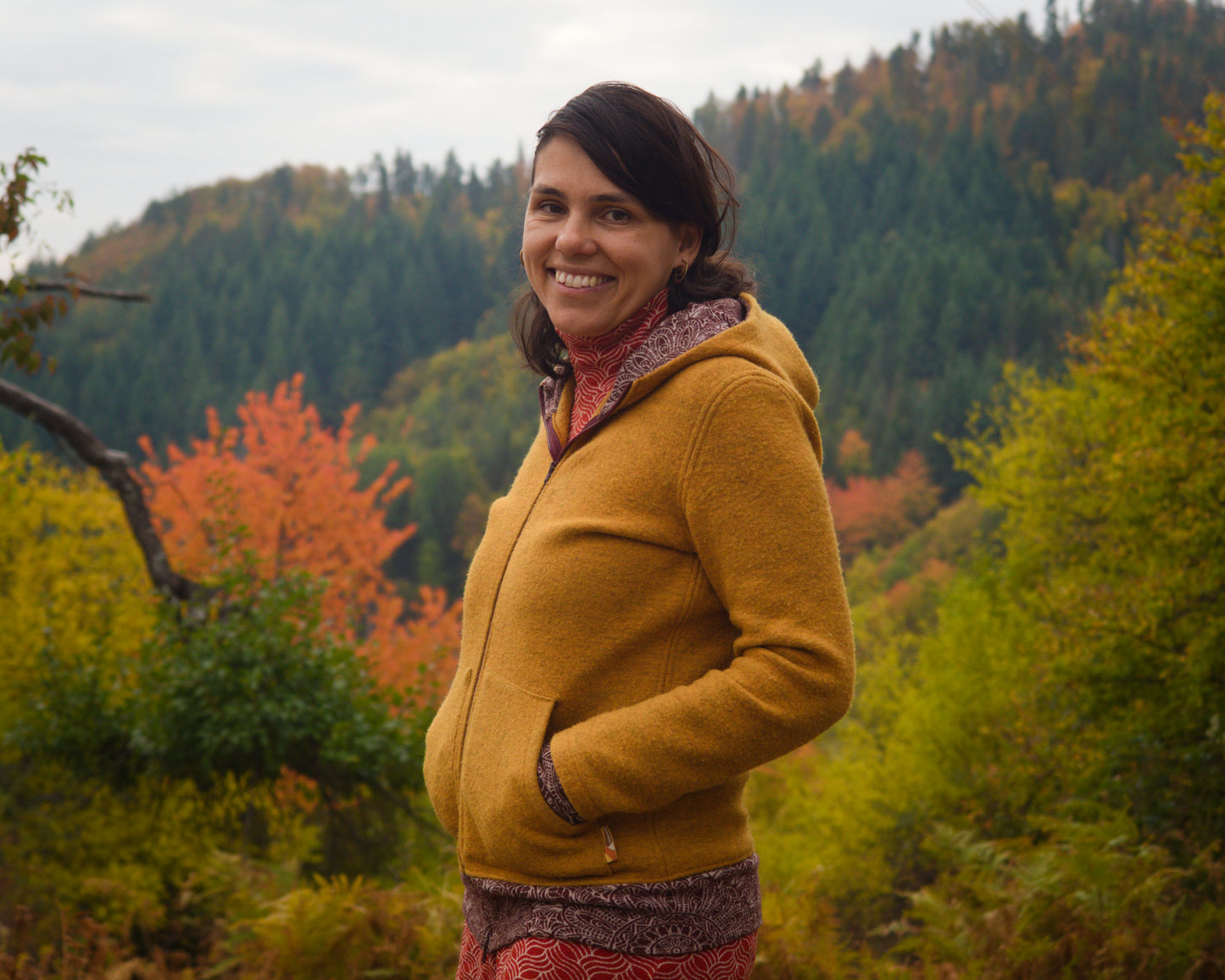Women's Full Zip Boiled Wool Jacket with Merino Sleeve Cuffs