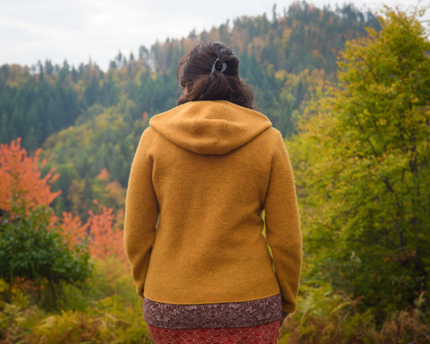 Women's Full Zip Boiled Wool Jacket with Merino Sleeve Cuffs