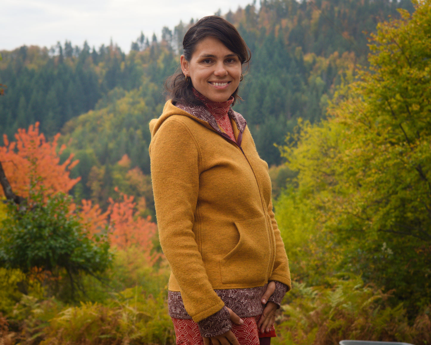Women's Full Zip Boiled Wool Jacket with Merino Sleeve Cuffs