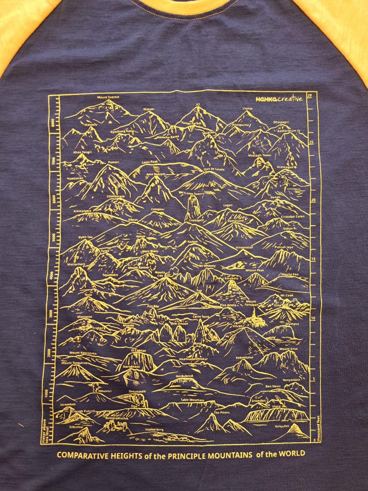 Mountain Print Merino T-shirt for Men | Ready to Ship Wool Tee