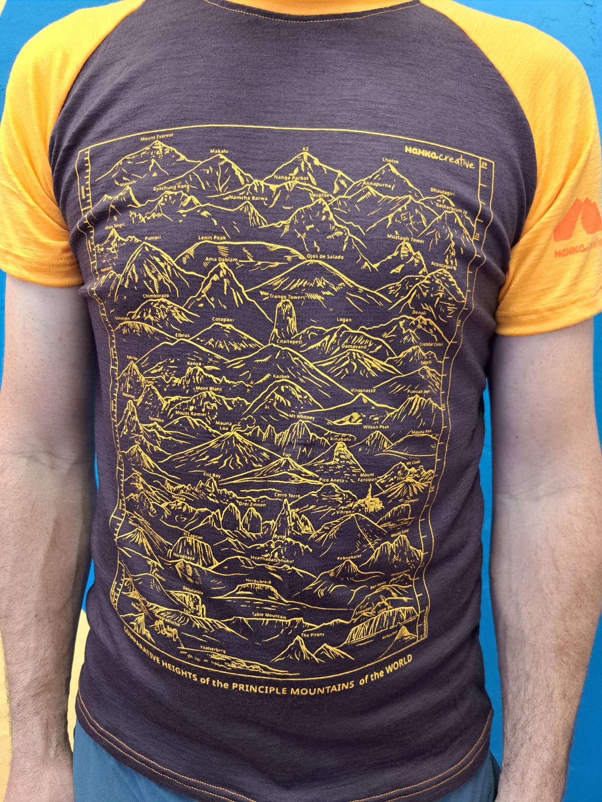 Mountain Print Merino T-shirt for Men | Ready to Ship Wool Tee