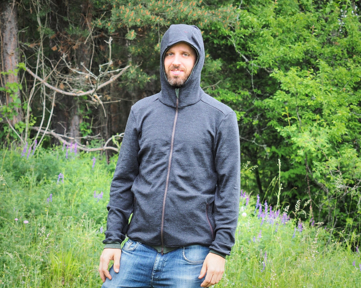 Merino Wool Hoodie with Zip-up Pockets | Men