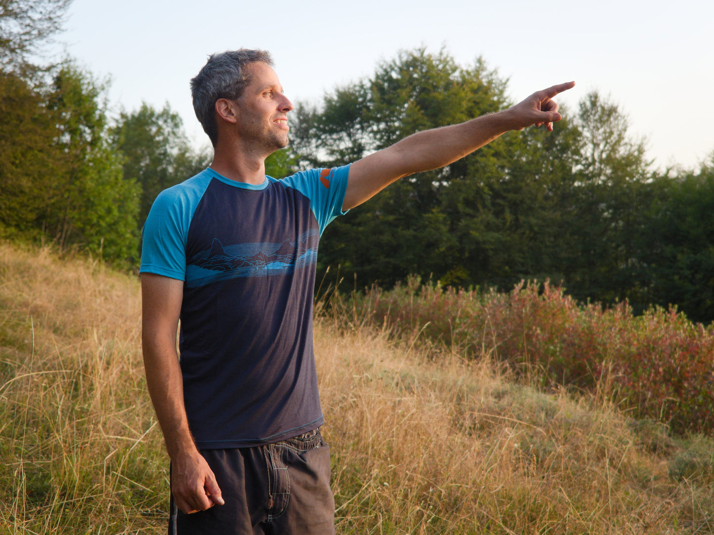 Mountain Print Merino T-shirt for Men